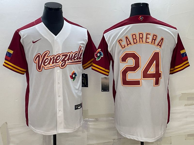 Men 2023 World Cub Venezuela #24 Cabrera White Nike MLB Jersey9